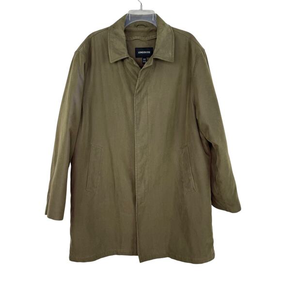 London Fog Olive Green Trench Coat Jacket Over Coat with Zip Lining Men's Sz 42S - Picture 1 of 16